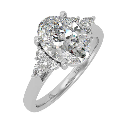 Load image 1 in gallery view. Grandeur Oval Diamond Ring with Sparkling Accent Band