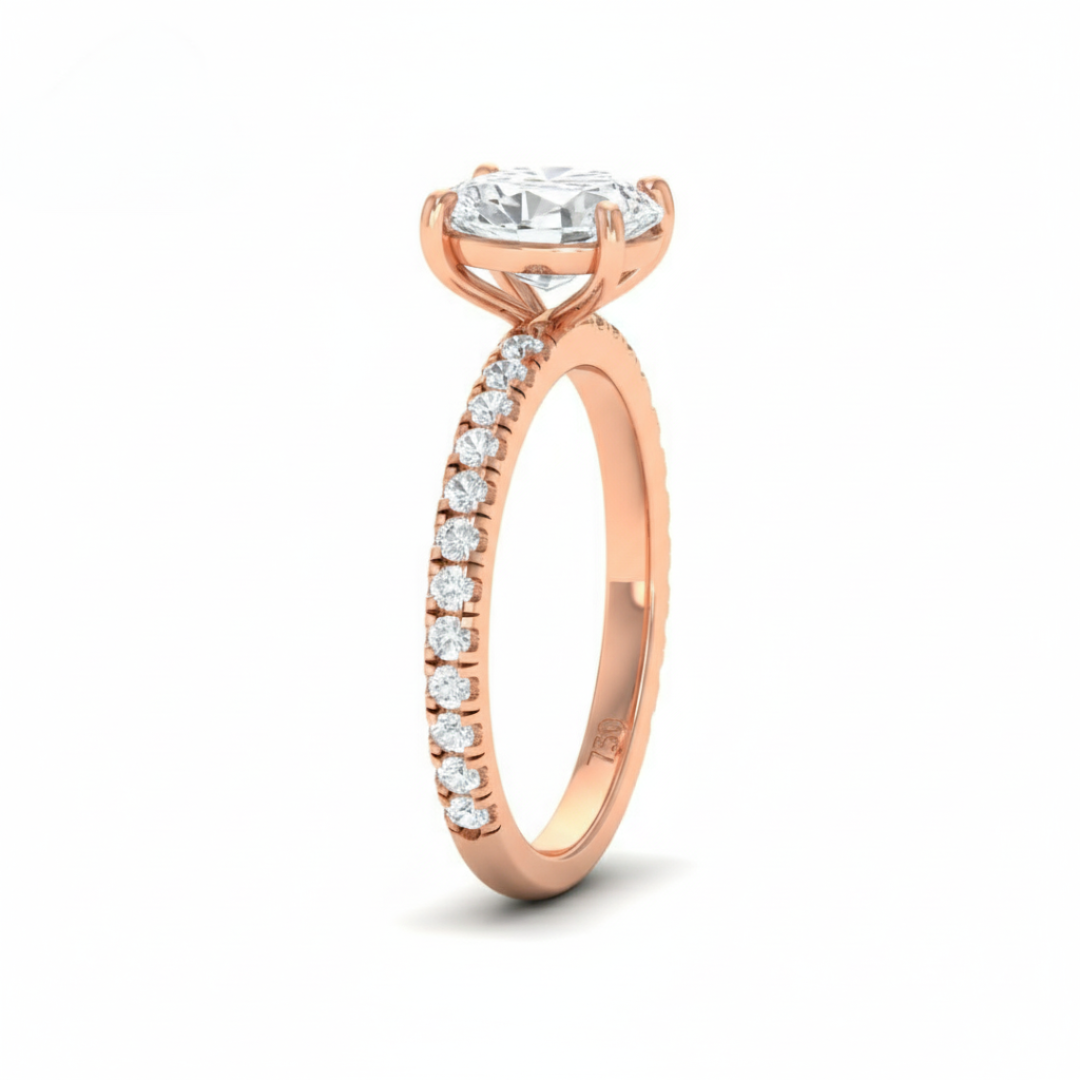 Athena Oval With Diamond Band Engagement Ring