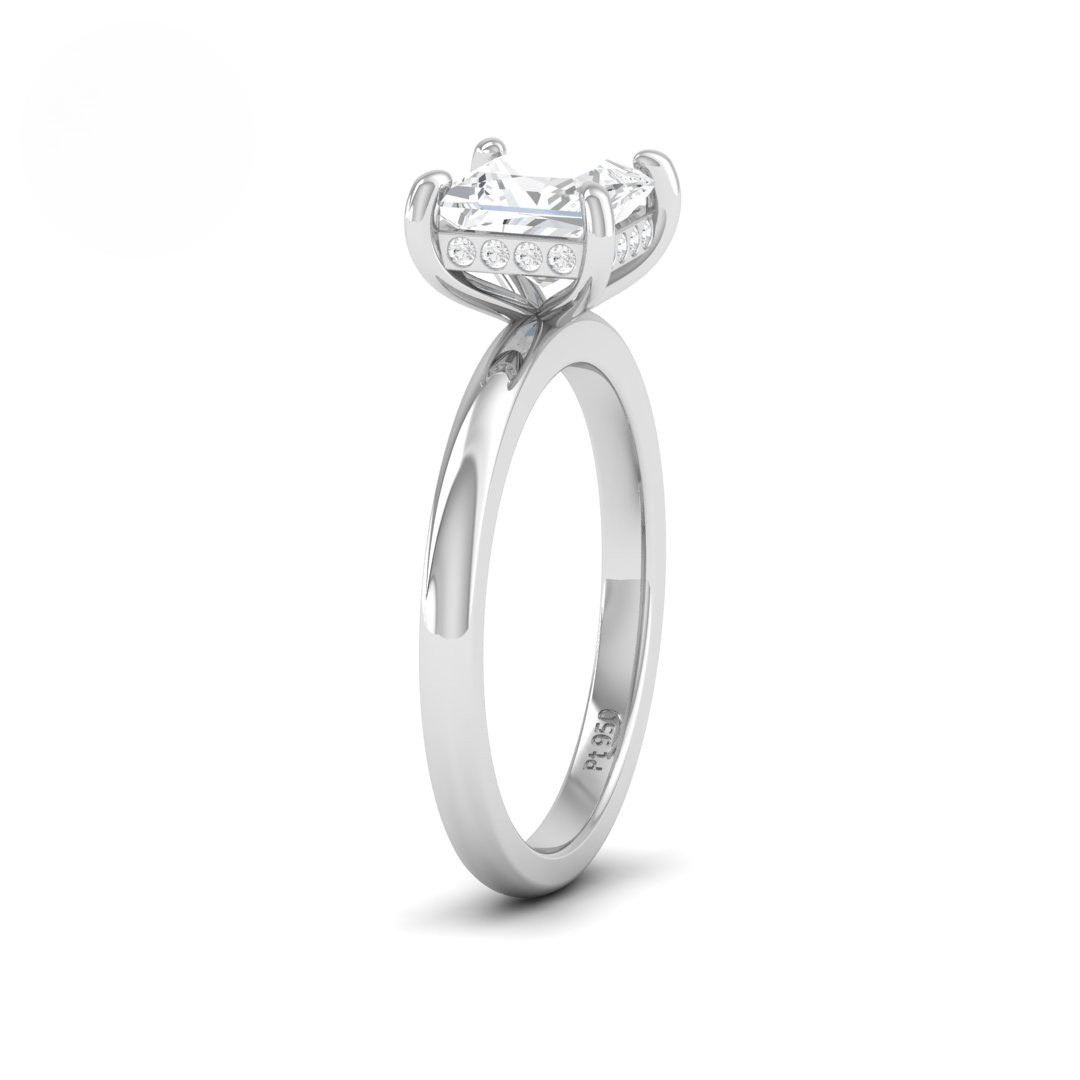 Kiara Princess Cut Diamond With Hidden Halo Engagement Ring