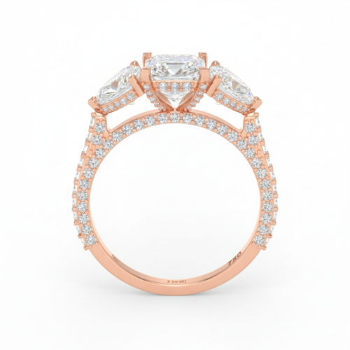 Load image 1 in gallery view. Vidhi Princess Cut Diamond Engagement Ring with Heart Cut Side Diamonds and 3D Diamond Band