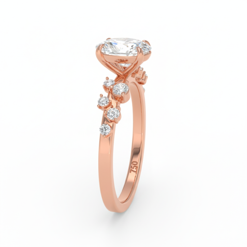 Load image 1 in gallery view. Lina Oval Cut Diamond Engagement Ring With Diamond Accent Band