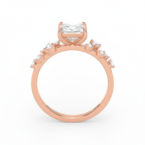 Load image 1 in gallery view. Lina Princess Cut Diamond Engagement Ring With Diamond Accent Band