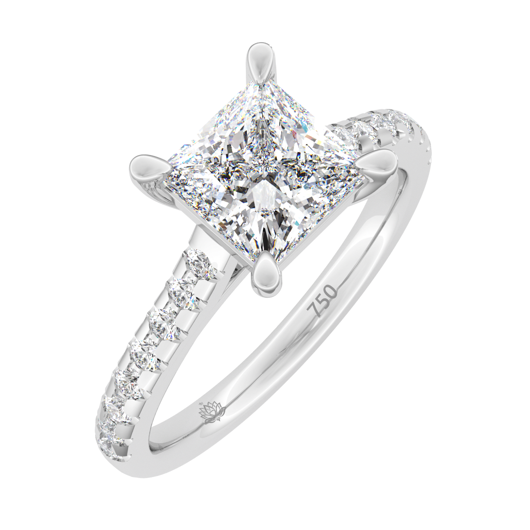 Antoinette Princess With Diamond Band Engagement Ring