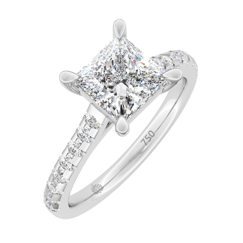 Load image 1 in gallery view. Antoinette Princess With Diamond Band Engagement Ring