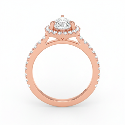 Load image 1 in gallery view. Belle Pear Cut Diamond Engagement Ring with Diamond Halo & Diamond Band