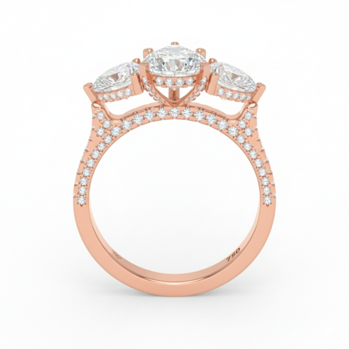 Load image 1 in gallery view. Vidhi Pear Cut Diamond Engagement Ring with Heart Cut Side Diamonds and 3D Diamond Band