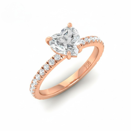 Load image 1 in gallery view. Athena Heart With Diamond Band Engagement Ring
