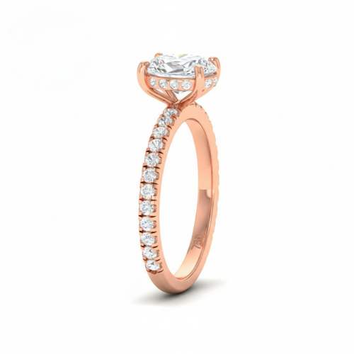 Load image 1 in gallery view. Lila Oval Cut Diamond Engagement Ring with Diamond Hidden Halo and Diamond Band