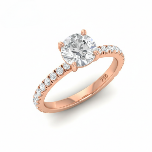Load image 1 in gallery view. Athena Round With Diamond Band Engagement Ring