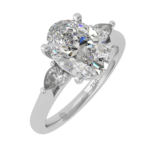 Load image 1 in gallery view. Isla Oval Diamond Ring with Pear Side Stones