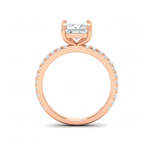 Load image 1 in gallery view. Athena Princess With Diamond Band Engagement Ring