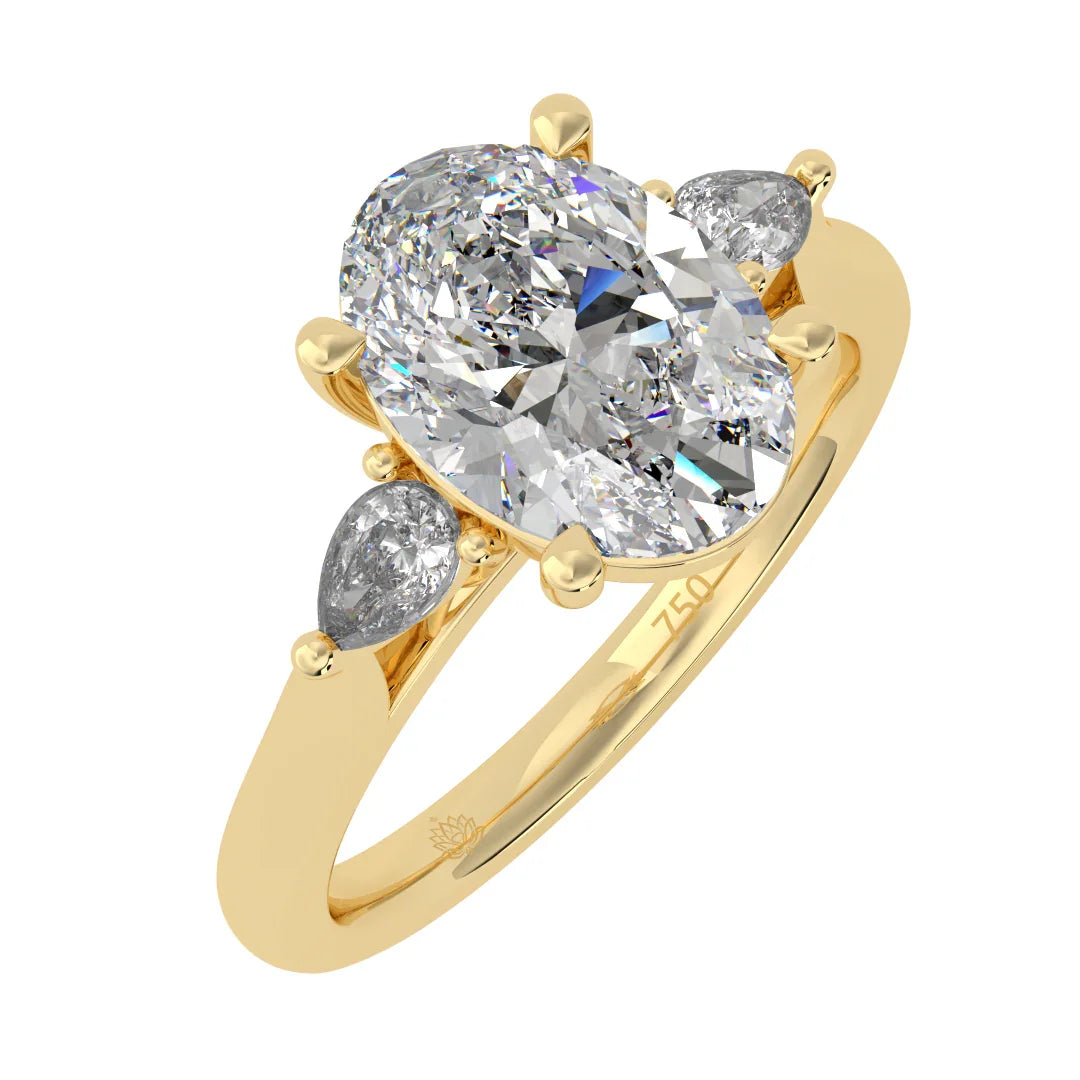 Isla Oval Diamond Ring with Pear Side Stones