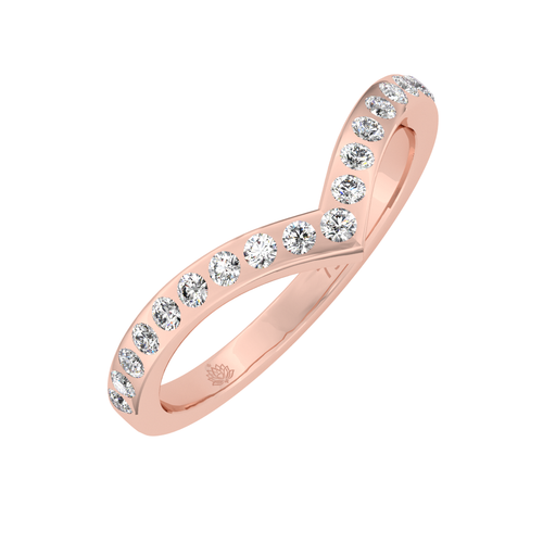 Load image 1 in gallery view. Evangelia V Round Brilliant Cut Diamond Wedding Band