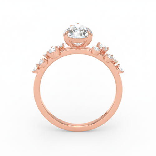 Load image 1 in gallery view. Lina Pear Cut Diamond Engagement Ring With Diamond Accent Band