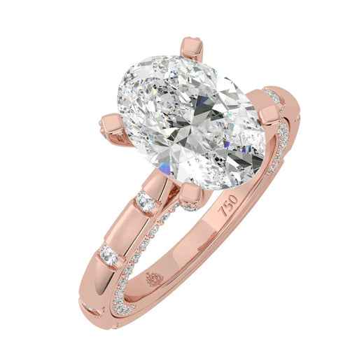 Load image 1 in gallery view. Sophia Oval Diamond Ring with Marquise Band