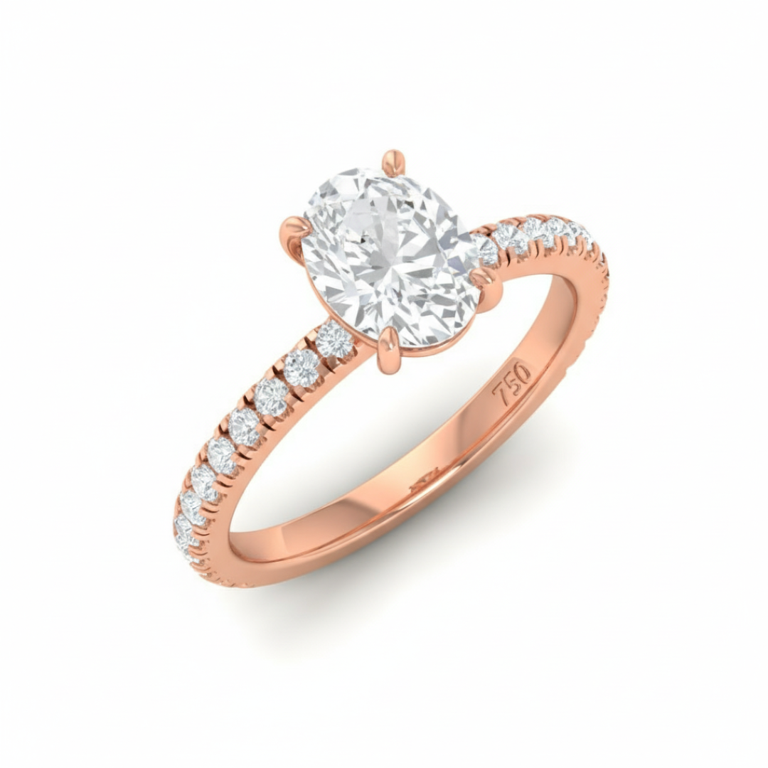 Athena Oval With Diamond Band Engagement Ring