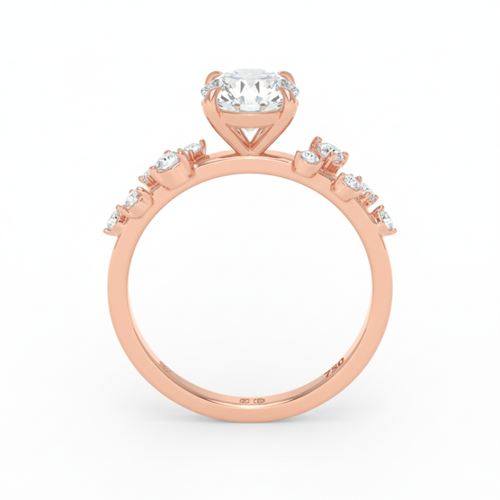 Load image 1 in gallery view. Lina Round Cut Diamond Engagement Ring With Diamond Accent Band