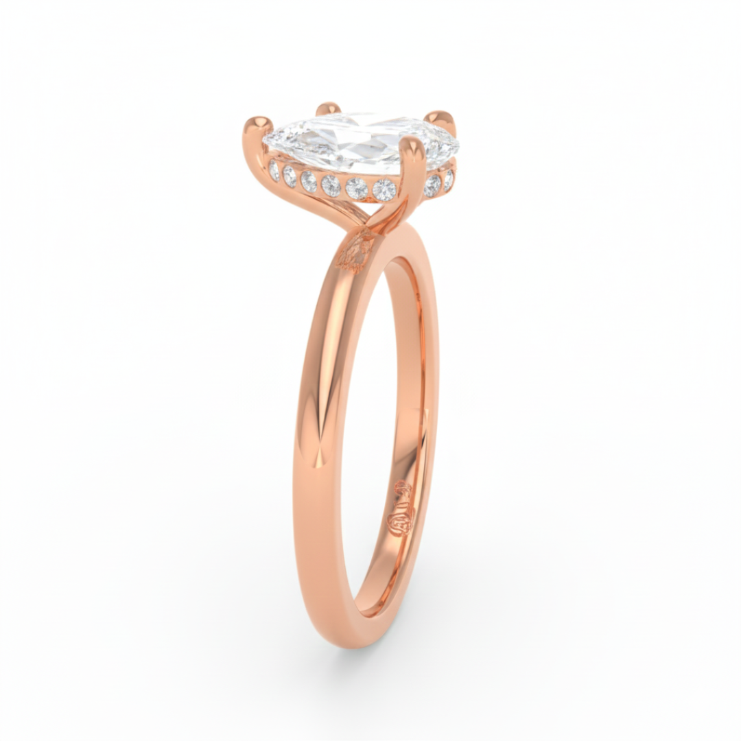 Kiara Pear Cut Diamond With Hidden Halo Engagement Ring