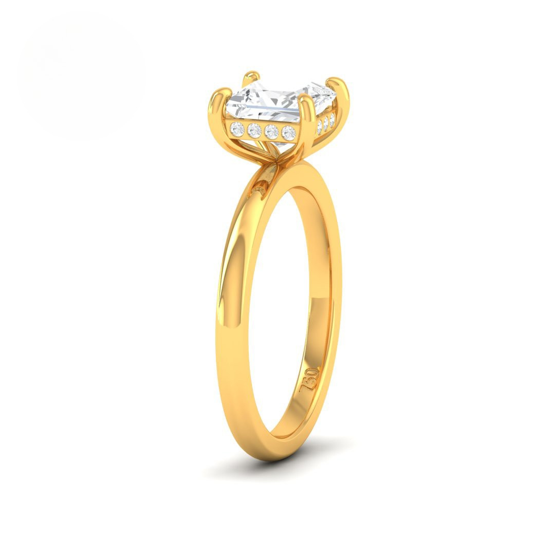 Kiara Princess Cut Diamond With Hidden Halo Engagement Ring