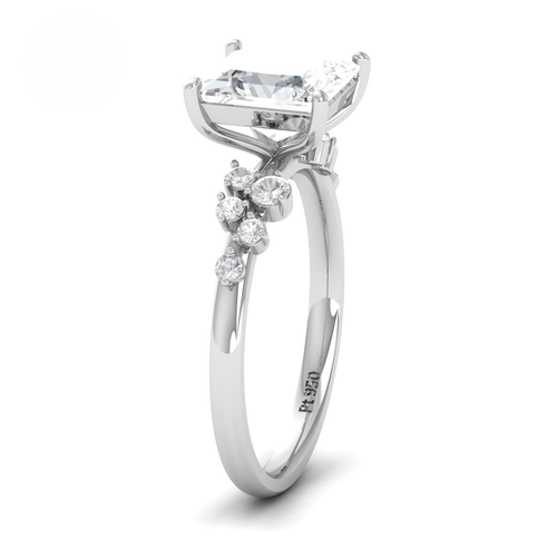 Load image 1 in gallery view. Lina Princess Cut Diamond Engagement Ring With Diamond Accent Band