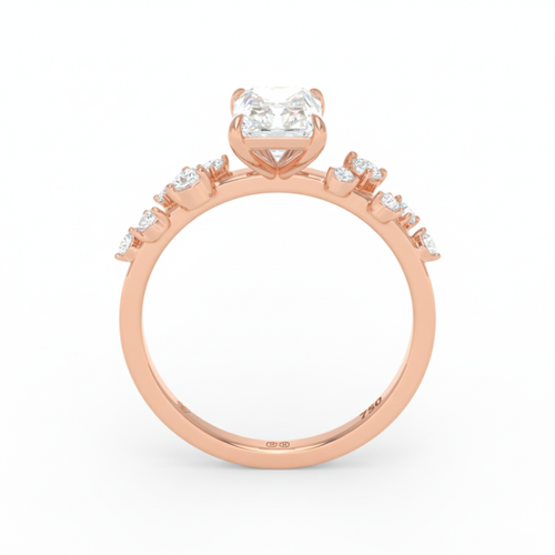 Load image 1 in gallery view. Lina Radiant Cut Diamond Engagement Ring With Diamond Accent Band