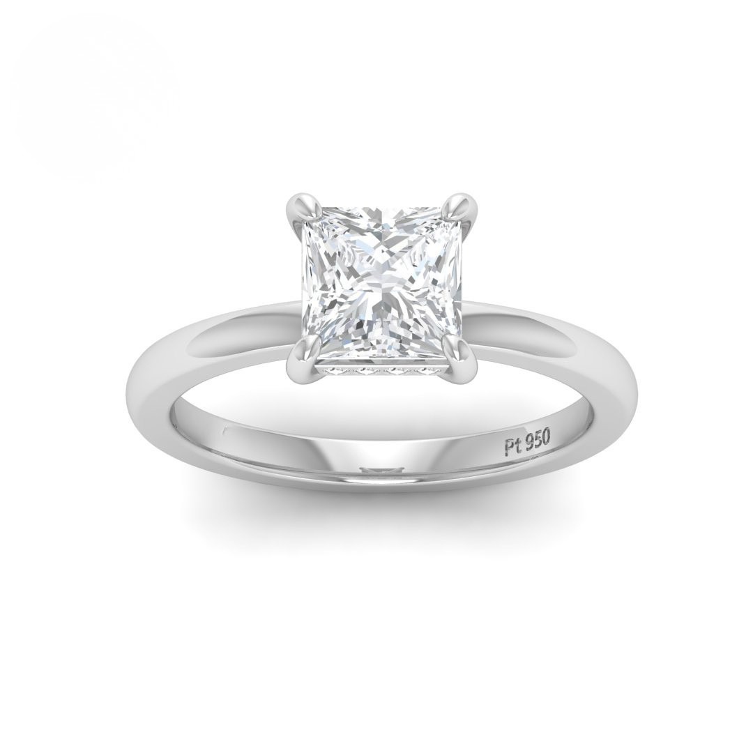 Kiara Princess Cut Diamond With Hidden Halo Engagement Ring