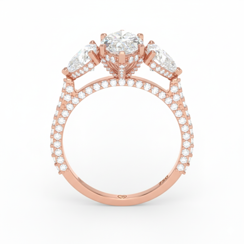 Load image 1 in gallery view. Vidhi Marquise Cut Diamond Engagement Ring with Heart Cut Side Diamonds and 3D Diamond Band