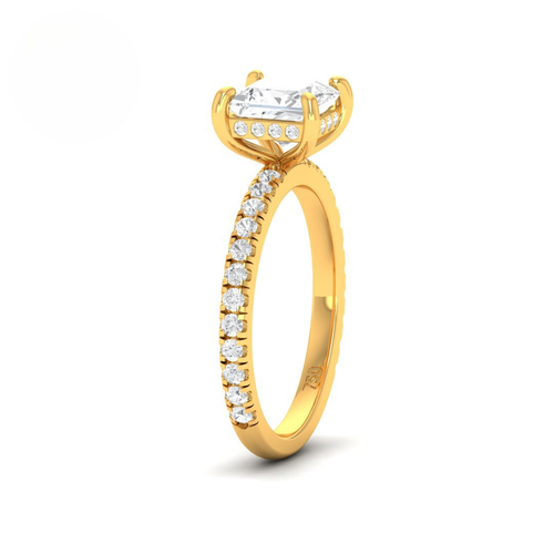 Load image 1 in gallery view. Lila Princess Cut Diamond Engagement Ring with Diamond Hidden Halo and Diamond Band