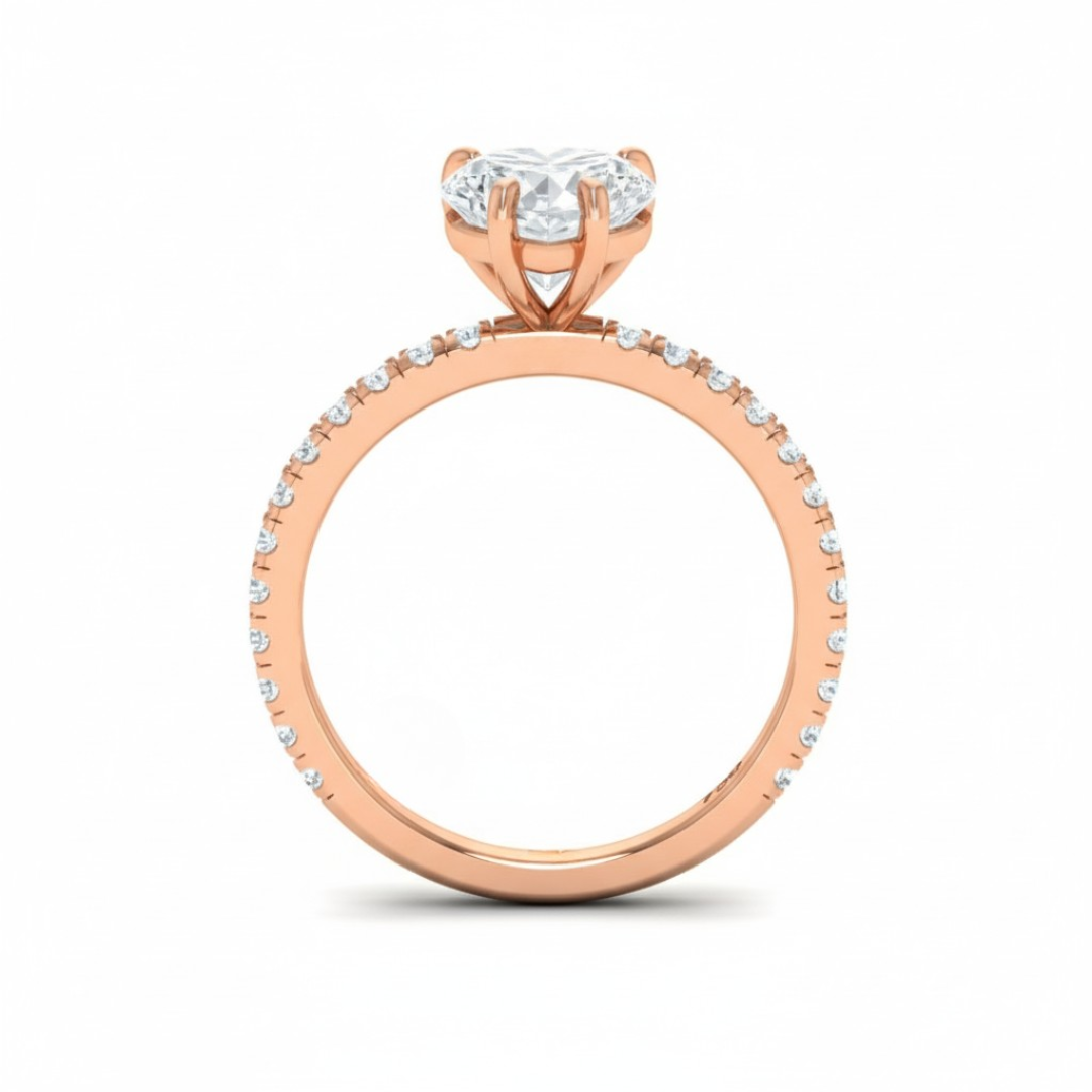 Athena Heart With Diamond Band Engagement Ring