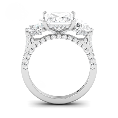Load image 1 in gallery view. Vidhi Princess Cut Diamond Engagement Ring with Heart Cut Side Diamonds and 3D Diamond Band