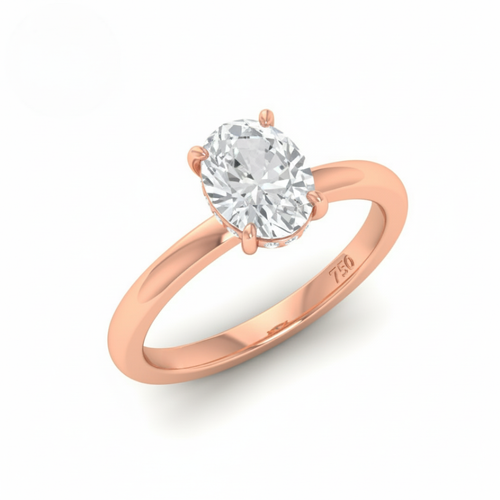 Load image 1 in gallery view. Kiara Oval Cut Diamond With Hidden Halo Engagement Ring