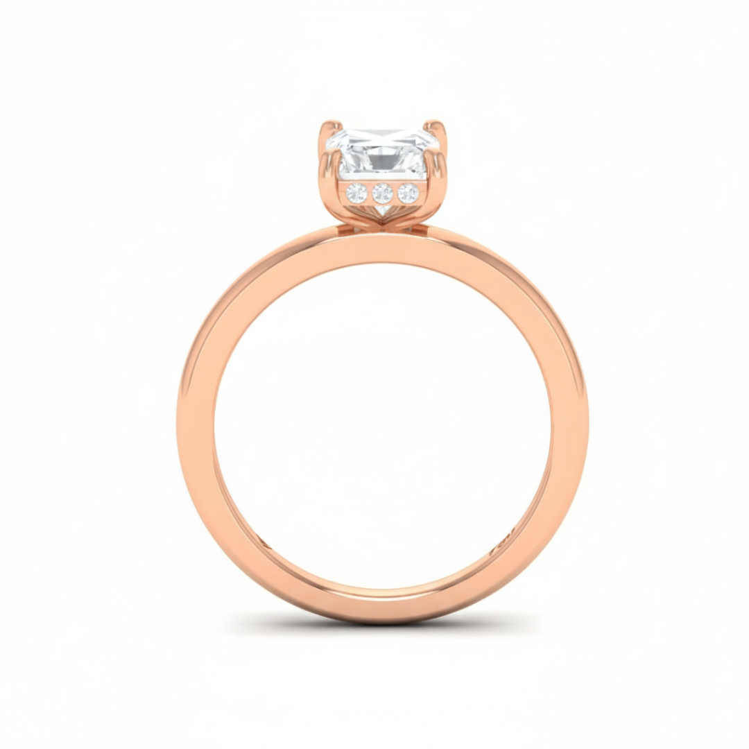 Kiara Radiant Cut Diamond With Hidden Halo Engagement Ring