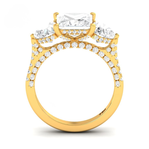 Load image 1 in gallery view. Vidhi Princess Cut Diamond Engagement Ring with Heart Cut Side Diamonds and 3D Diamond Band