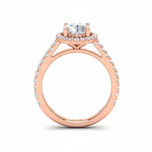 Load image 1 in gallery view. Belle Round Cut Diamond Engagement Ring with Diamond Halo & Diamond Band