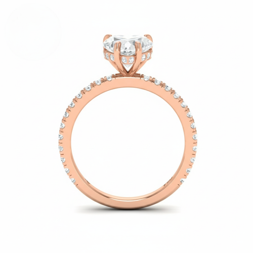 Load image 1 in gallery view. Lila Heart Cut Diamond Engagement Ring with Diamond Hidden Halo and Diamond Band