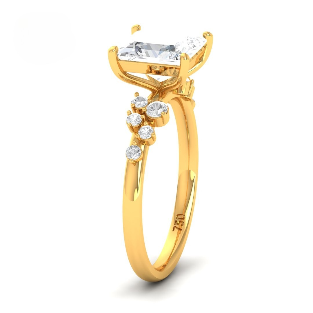 Lina Princess Cut Diamond Engagement Ring With Diamond Accent Band