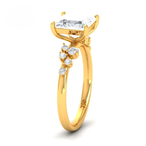 Load image 1 in gallery view. Lina Princess Cut Diamond Engagement Ring With Diamond Accent Band