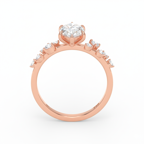 Load image 1 in gallery view. Lina Marquise Cut Diamond Engagement Ring With Diamond Accent Band