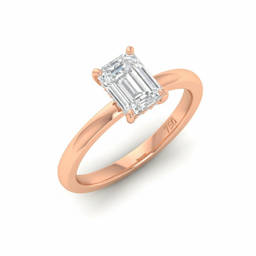 Load image 1 in gallery view. Kiara Emerald Cut Diamond With Hidden Halo Engagement Ring
