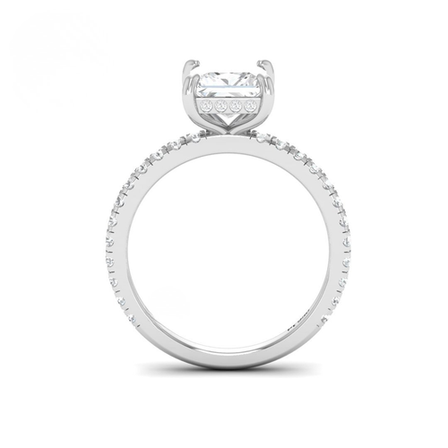 Load image 1 in gallery view. Lila Princess Cut Diamond Engagement Ring with Diamond Hidden Halo and Diamond Band