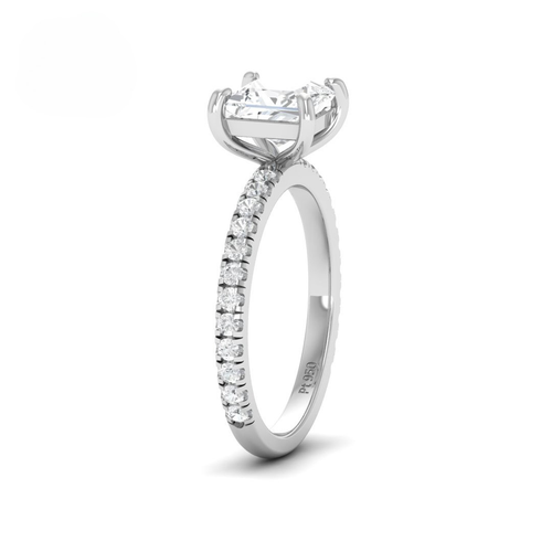 Load image 1 in gallery view. Athena Princess With Diamond Band Engagement Ring