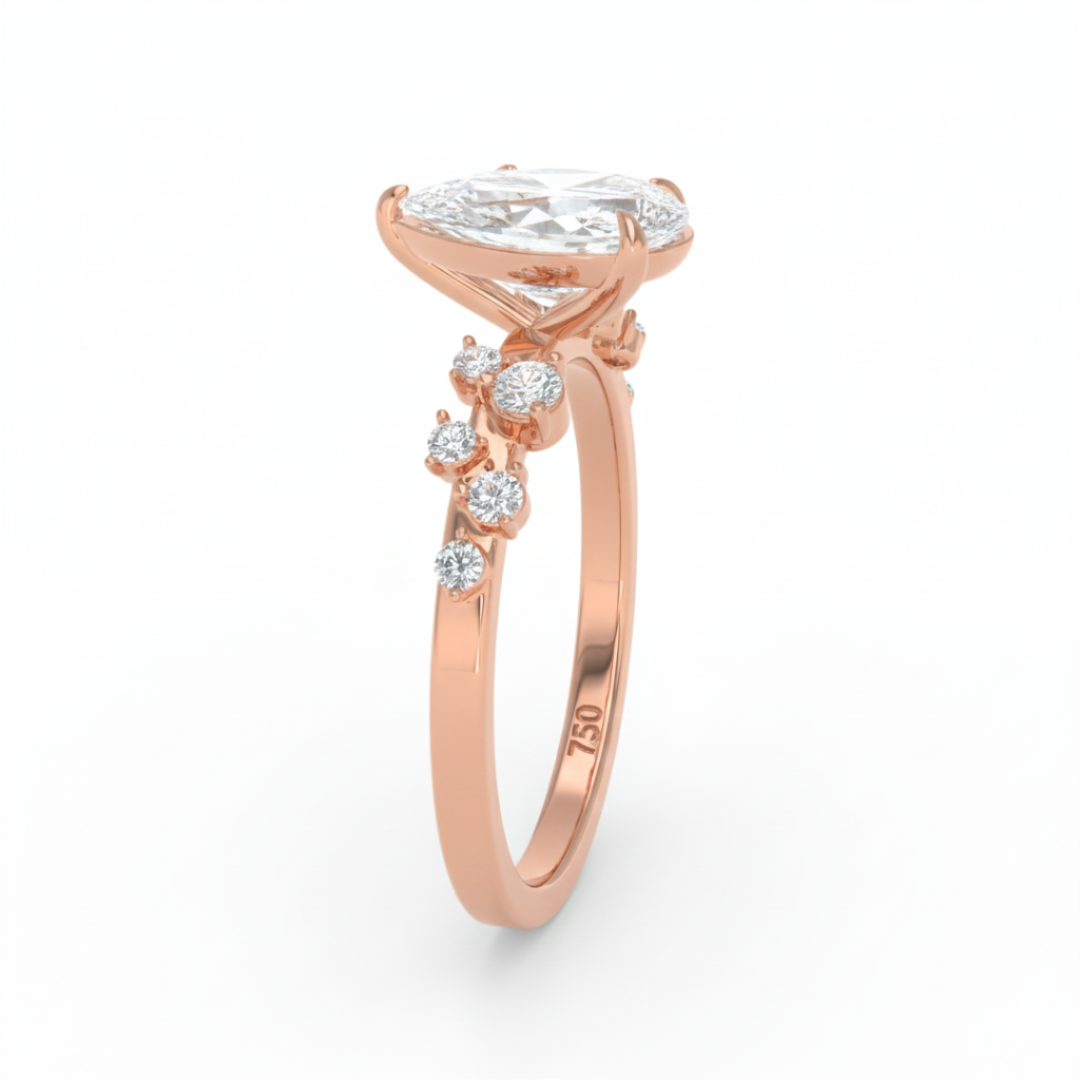 Lina Pear Cut Diamond Engagement Ring With Diamond Accent Band