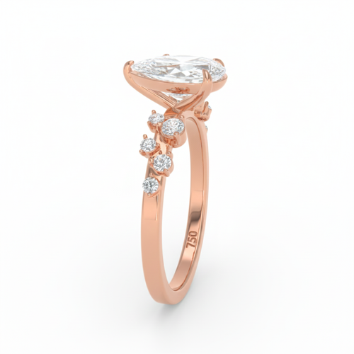 Load image 1 in gallery view. Lina Pear Cut Diamond Engagement Ring With Diamond Accent Band