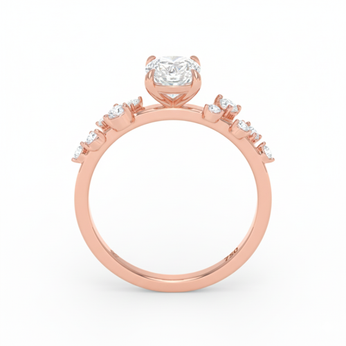 Load image 1 in gallery view. Lina Cushion Cut Diamond Engagement Ring With Diamond Accent Band