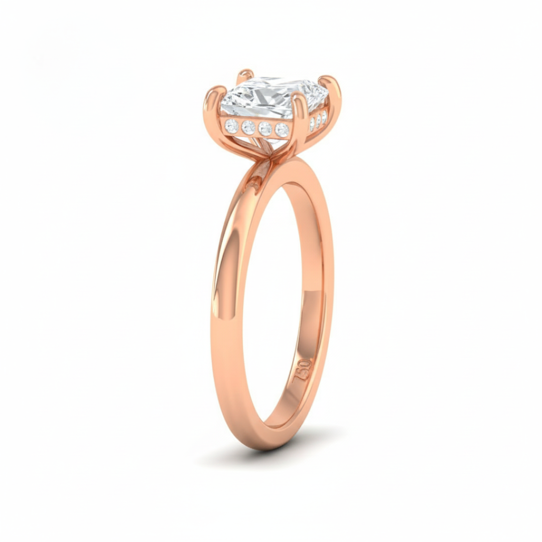 Kiara Princess Cut Diamond With Hidden Halo Engagement Ring