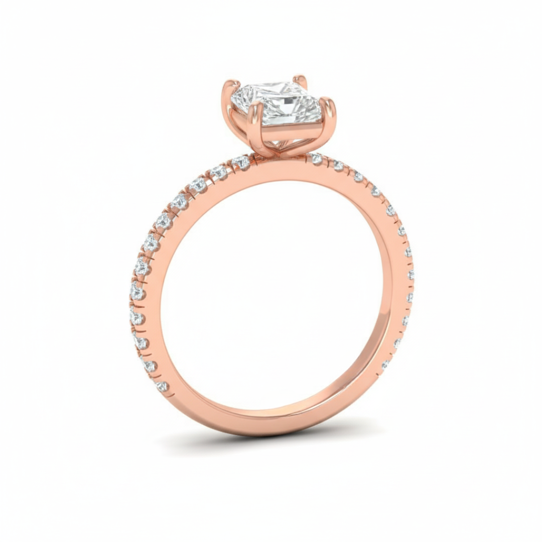 Athena Radiant With Diamond Band Engagement Ring