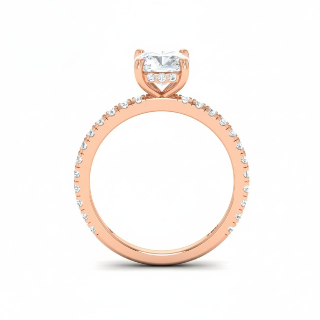 Lila Cushion Cut Diamond Engagement Ring with Diamond Hidden Halo and Diamond Band