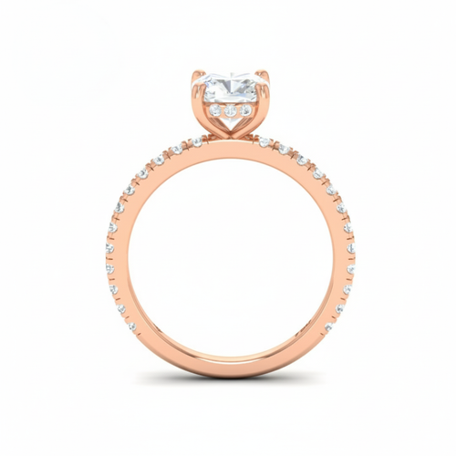 Load image 1 in gallery view. Lila Cushion Cut Diamond Engagement Ring with Diamond Hidden Halo and Diamond Band