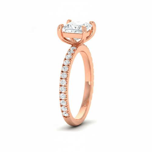 Load image 1 in gallery view. Athena Princess With Diamond Band Engagement Ring
