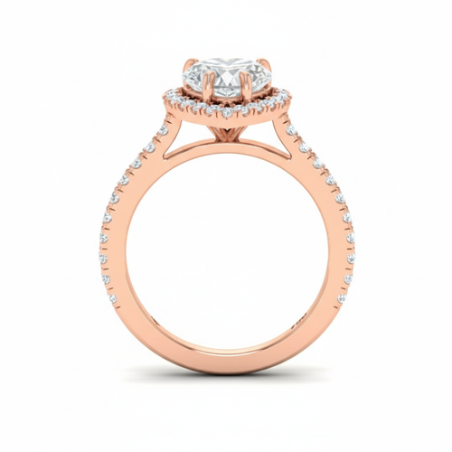 Load image 1 in gallery view. Belle Heart Cut Diamond Engagement Ring with Diamond Halo & Diamond Band